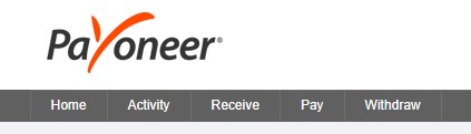 Payoneer top menu